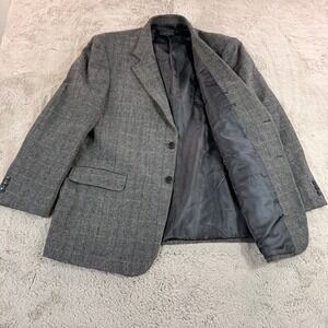 Brooks‎ Hill Mens Gray Herringbone Tweed Blazer Jacket Size 44R